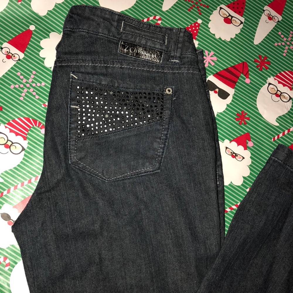 Z. CAVARICCI | WOMENS DARK COLOR STUDDED POCKETS JEANS SZ 9